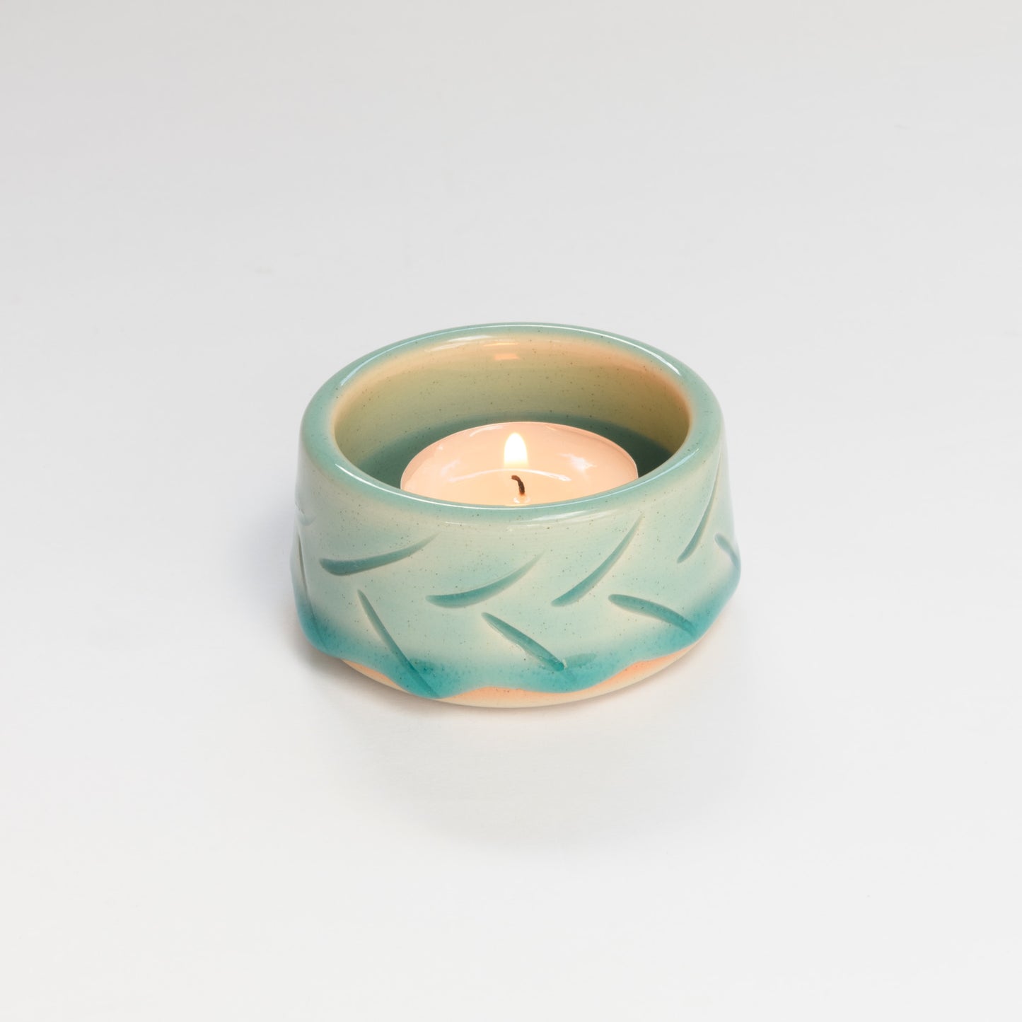 Tealight Holder - Jelly Turquoise Lines