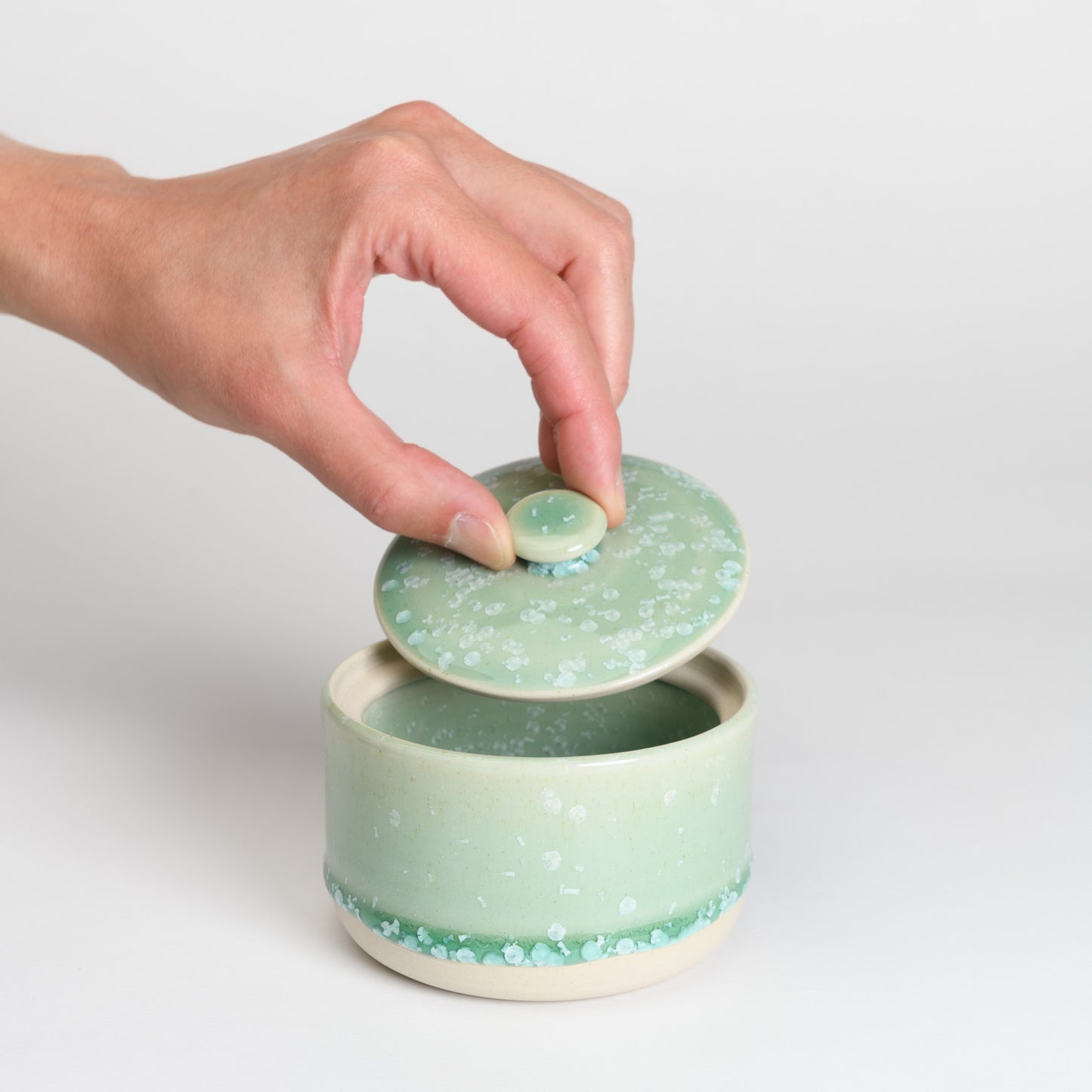 Salt/Sugar Pot - Crystal Mint