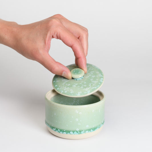 Salt/Sugar Pot - Crystal Mint