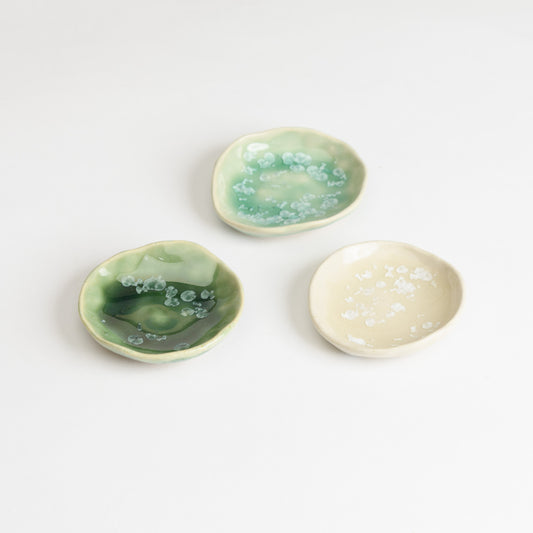 Set of 3 Ring Dishes - Natural, Mint, Moss (second)