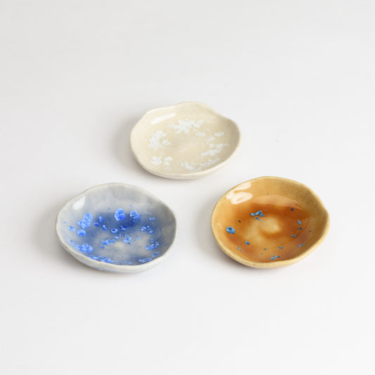 Set of 3 Ring Dishes - Blue, Natural, Amber (second)
