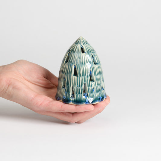 Christmas Tree - Carved Small Teal