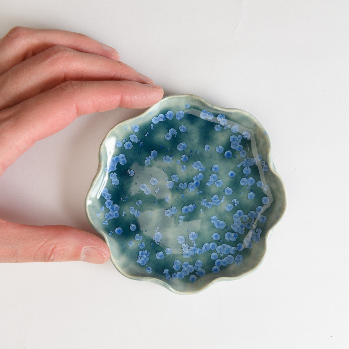 Jewellery Dish Wavy - Crystal Teal