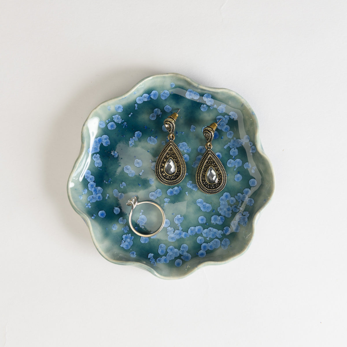 Jewellery Dish Wavy - Crystal Teal