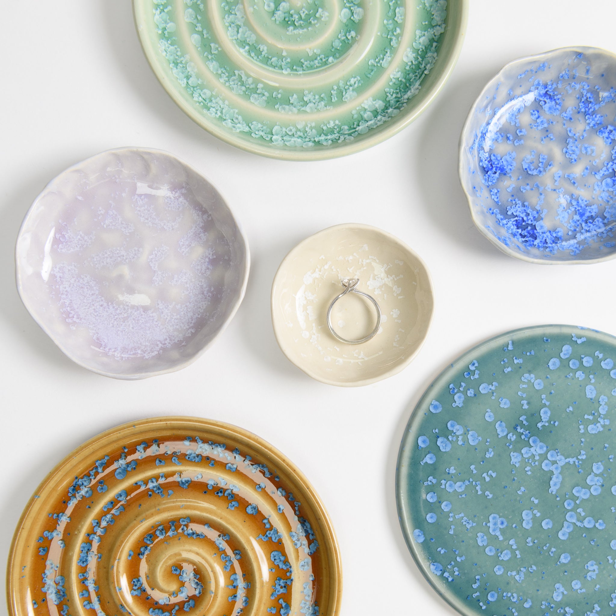 Handmade cute ceramic jewellery dishes, soap dishes and coasters