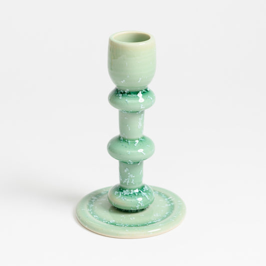 Tall Candlestick - Crystal Green