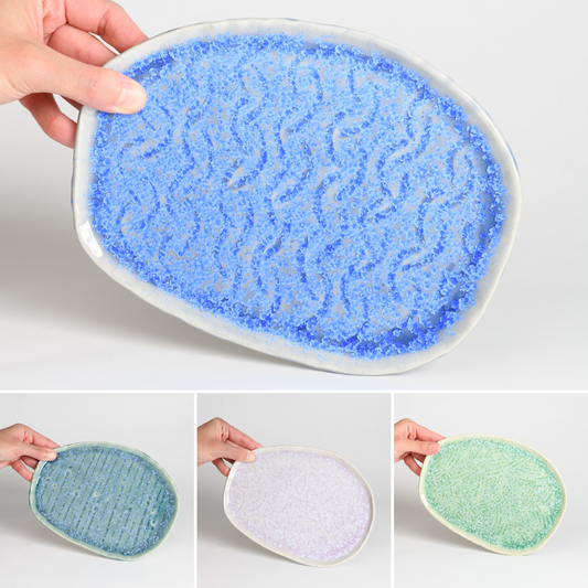 Tray with carved design - Mint or Blue