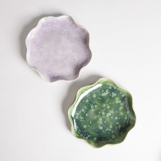 Set of 2 Wavy Jewellery Dishes - Lilac and Moss (second)
