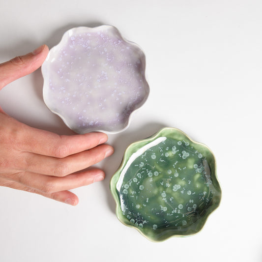 Set of 2 Wavy Jewellery Dishes - Lilac and Moss (second)