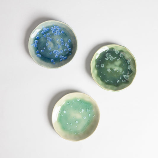 Set of 3 Ring Dishes - Tea, Mint and Moss (second)