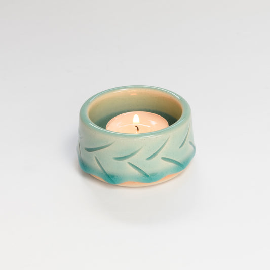 Tealight Holder - Jelly Turquoise Lines