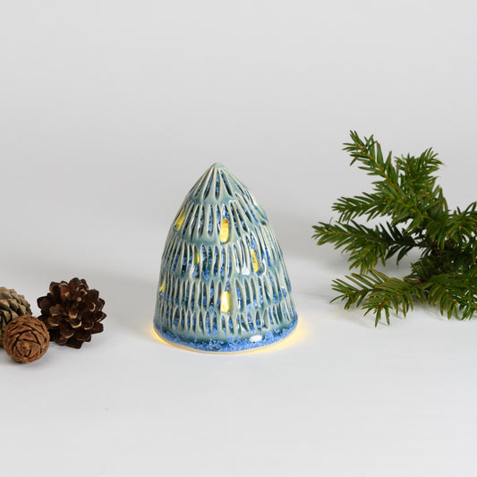 Christmas Tree - Carved 9.5cm Teal