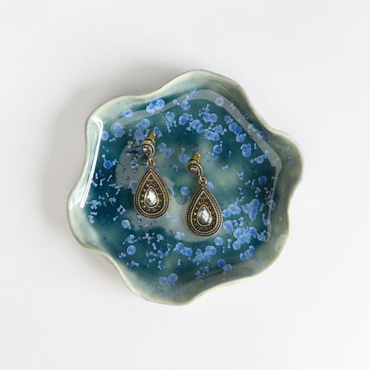 Jewellery Dish Wavy - Crystal Teal
