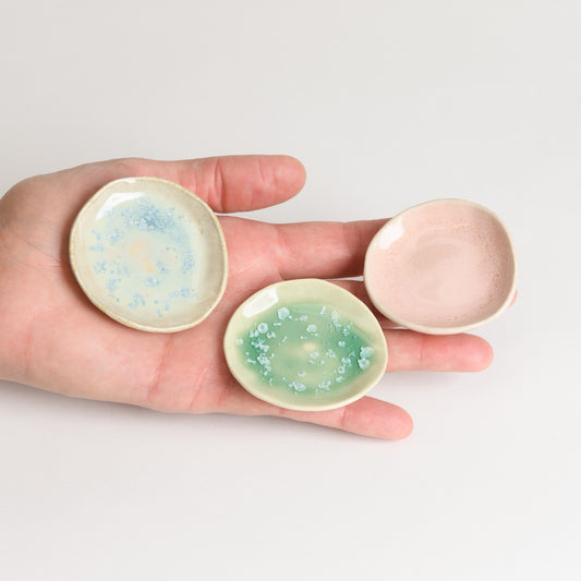 Set of 3 Ring Dishes - Opal, Mint, Pink (second)