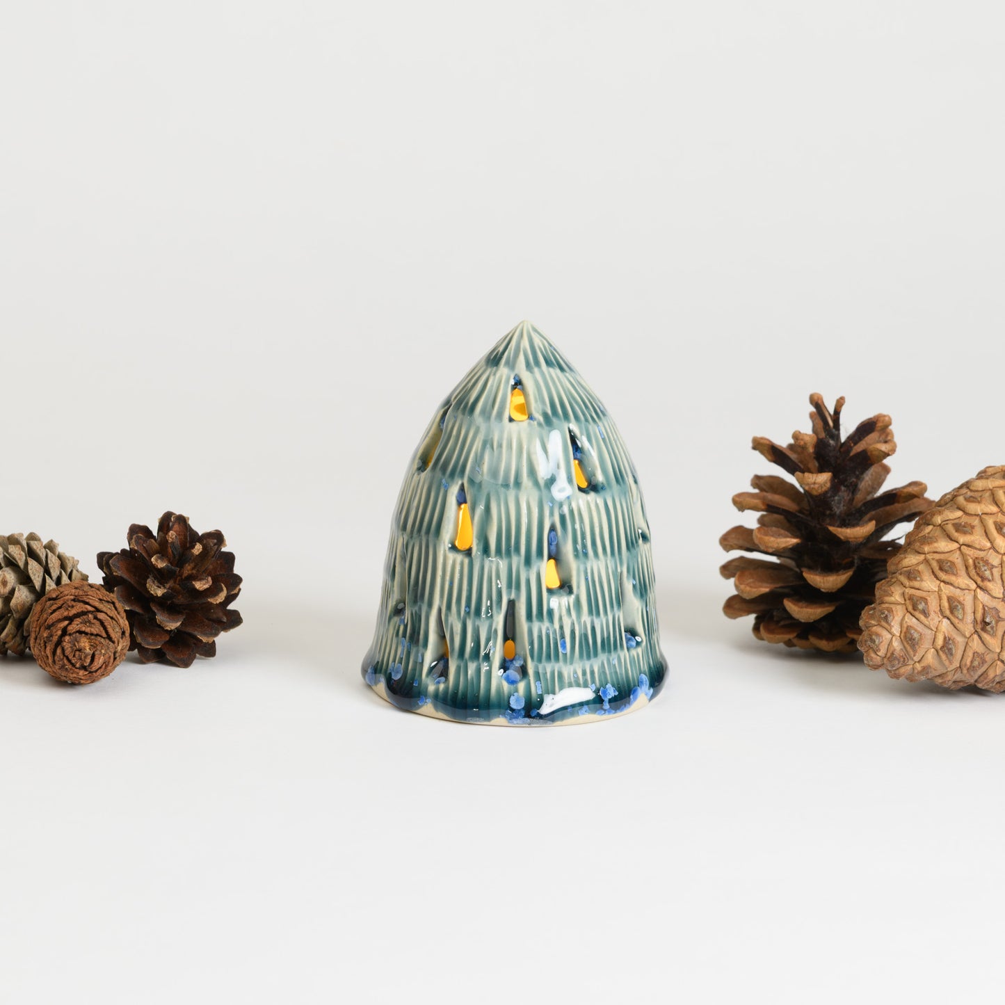 Christmas Tree - Carved Small Teal