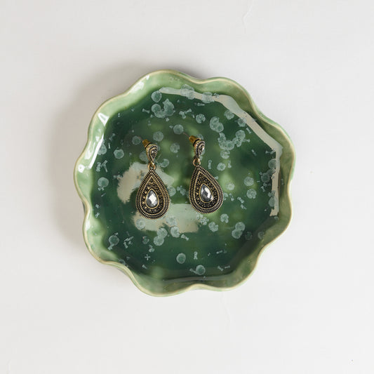 Jewellery Dish Wavy - Crystal Moss