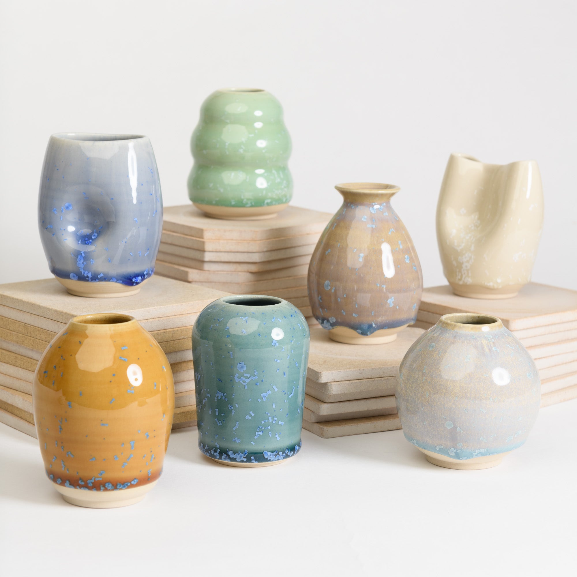 Handmade ceramic mini vases, bud vases