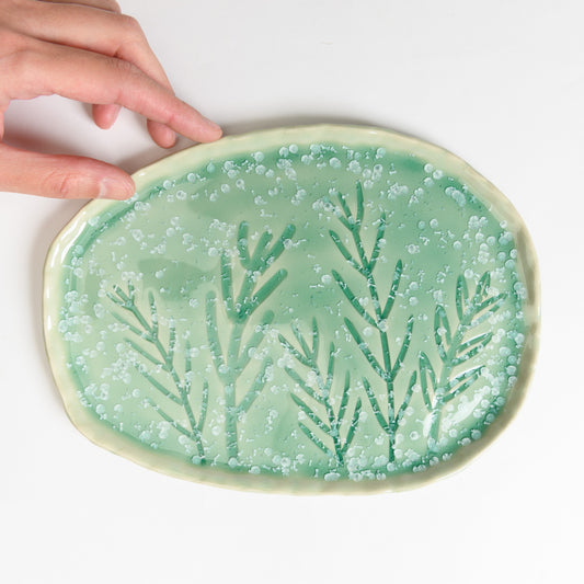 Tray with carved design - Mint or Blue