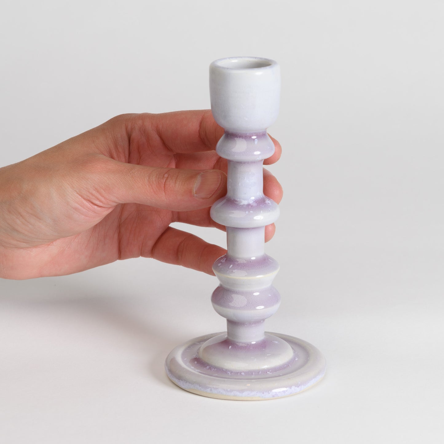 Tall Candlestick - Crystal Lilac