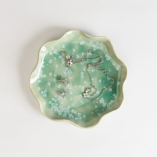 Jewellery Dish Wavy - Crystal Mint