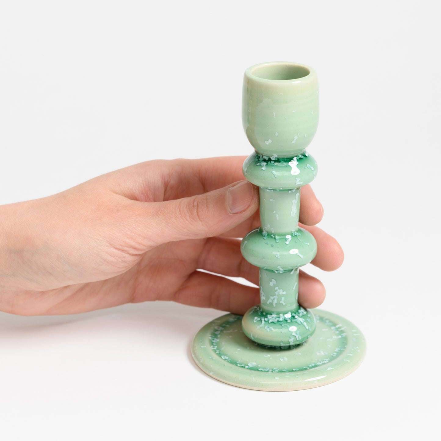 Tall Candlestick - Crystal Green