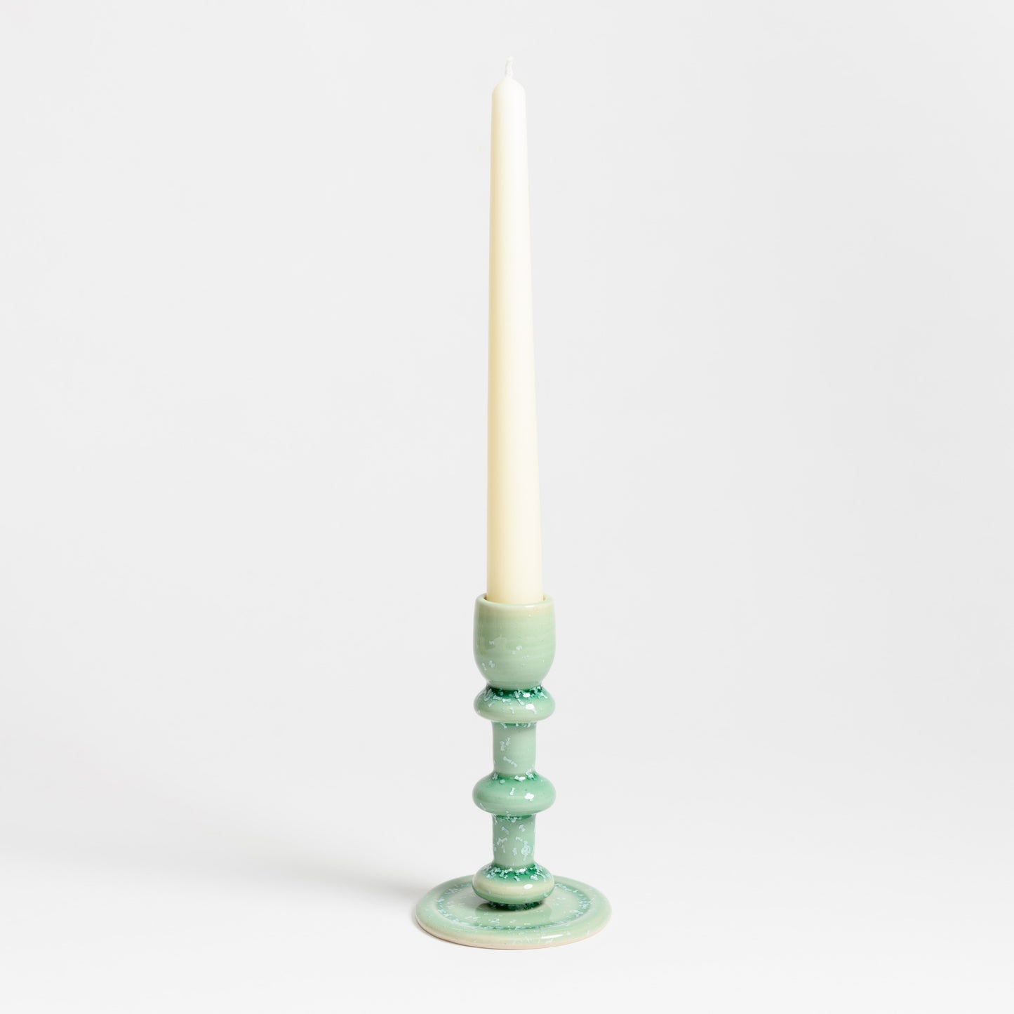 Tall Candlestick - Crystal Green