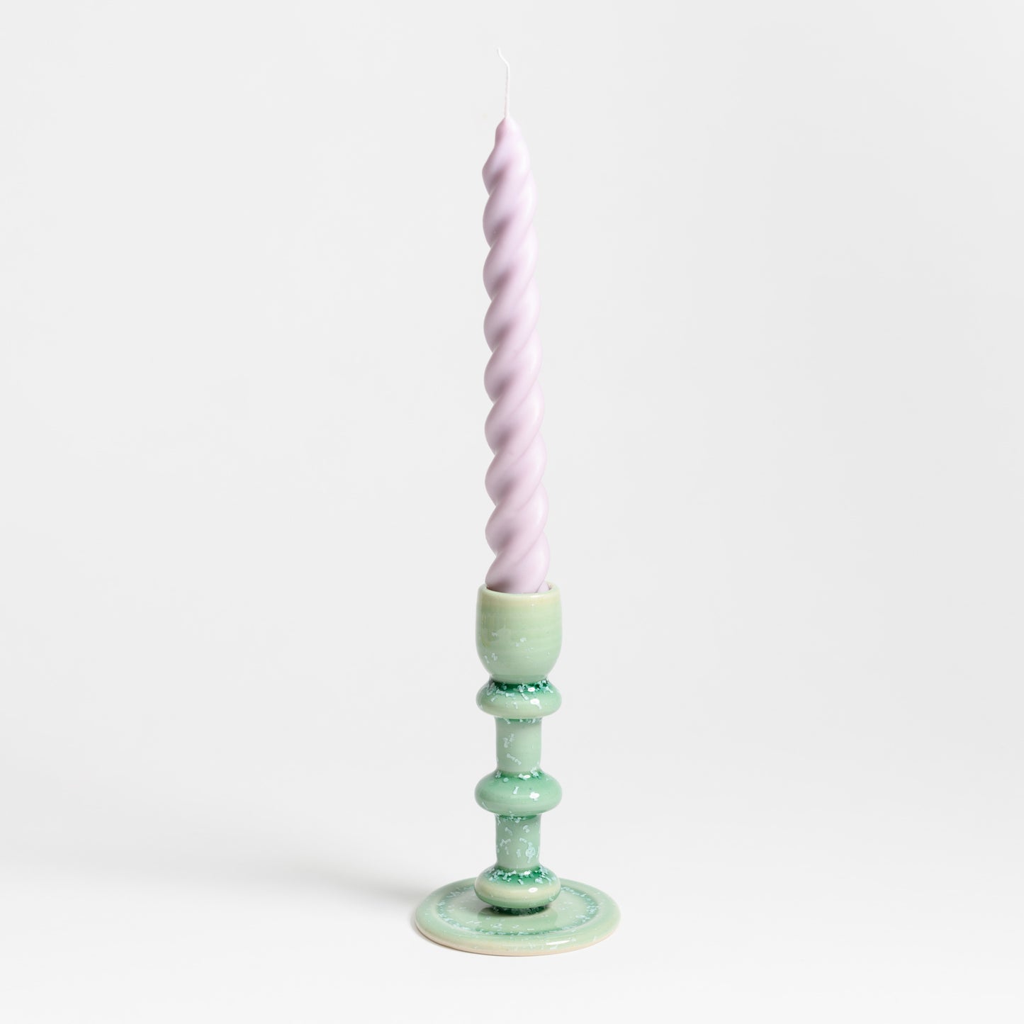 Tall Candlestick - Crystal Green