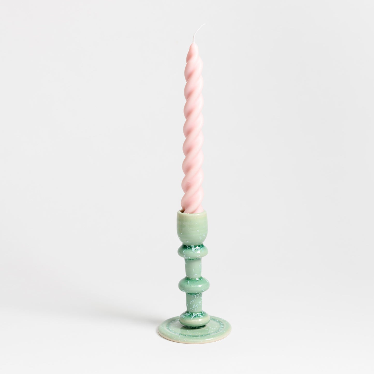 Tall Candlestick - Crystal Green